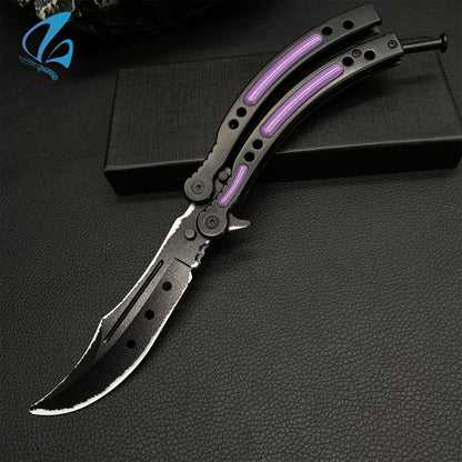 CSGO Ultraviolet Butterfly Knife Trainer Ultraviolet Skin Balisong Trainer With Hole On Blade