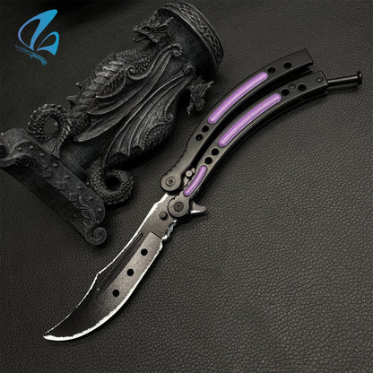 CSGO Ultraviolet Butterfly Knife Trainer Ultraviolet Skin Balisong Trainer With Hole On Blade