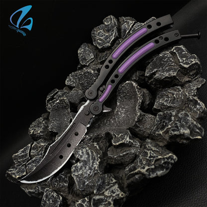 CSGO Ultraviolet Butterfly Knife Trainer Ultraviolet Skin Balisong Trainer With Hole On Blade