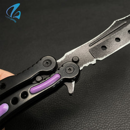 CSGO Ultraviolet Butterfly Knife Trainer Ultraviolet Skin Balisong Trainer With Hole On Blade