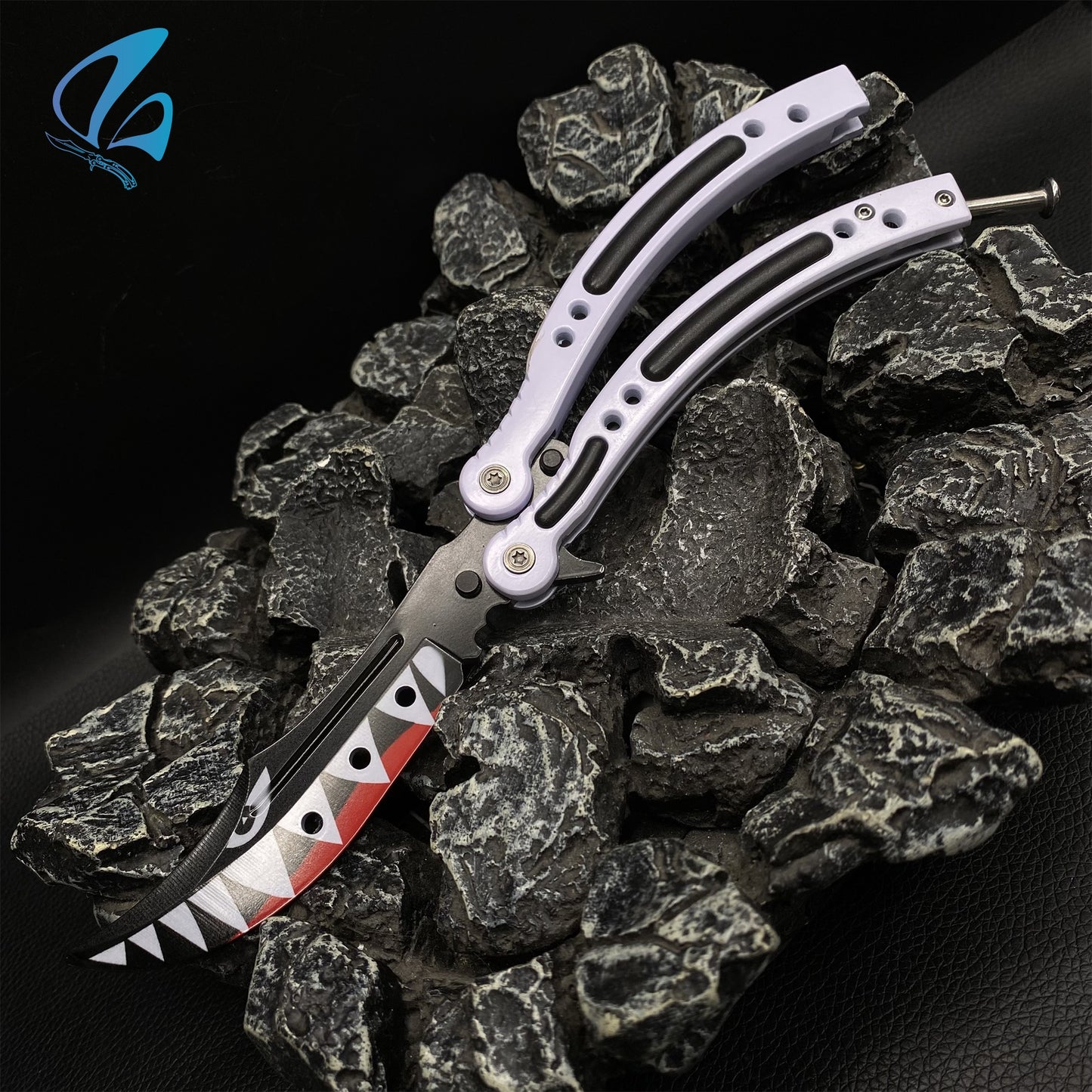CSGO White Shark Butterfly Knife Trainer White Shark Skin Balisong Trainer