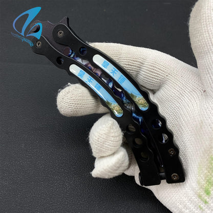 Curved Handle Anime Butterfly Knife Cool Anime Balisong 3D Printed Image Fan Art For Display Only