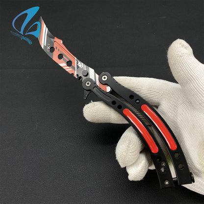 Curved Handle Anime Butterfly Knife Cool Anime Balisong 3D Printed Image Fan Art For Display Only