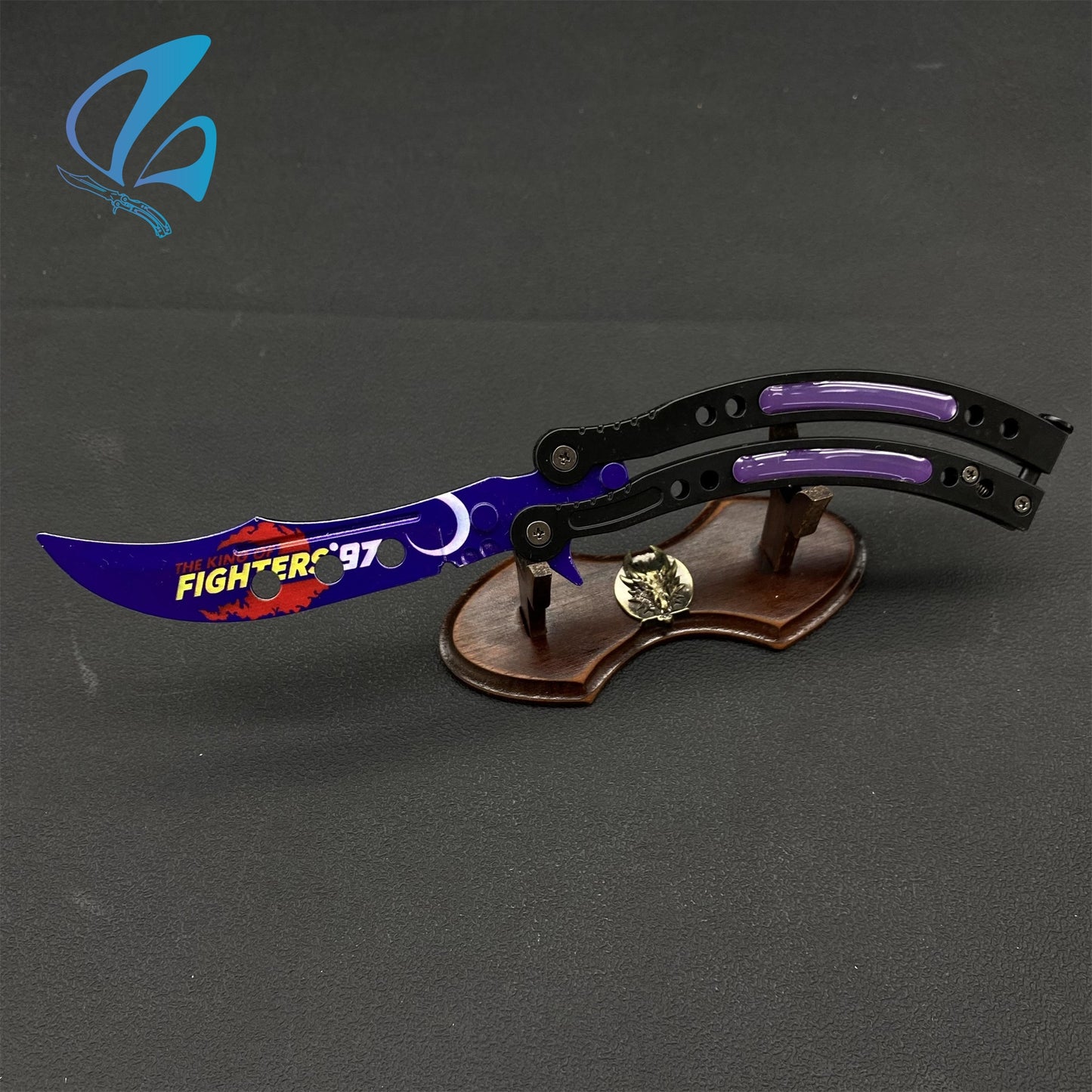 Curved Handle Anime Butterfly Knife Cool Anime Balisong 3D Printed Image Fan Art For Display Only