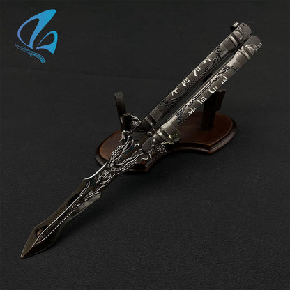 Ancient Scroll Butterfly Knife Cool Ancient Scroll Balisong Fan Art For Display Only