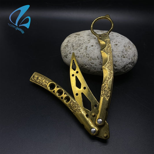 Golden Plated Karambit Balisong Trainer