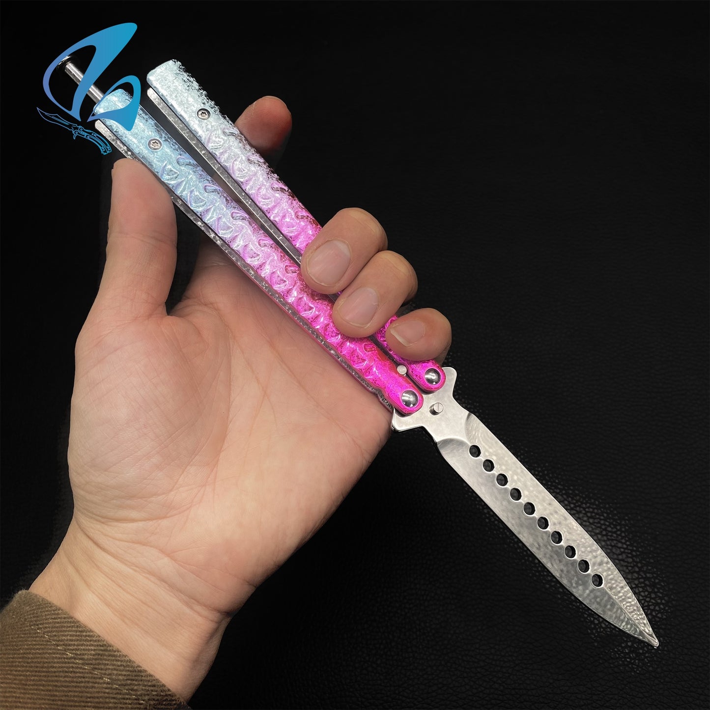 Colorful Ice Cracks Handles Stainless Steel Balisong Trainer