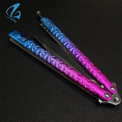 Fade Ice Cracks Color Handles Steel Balisong Trainer