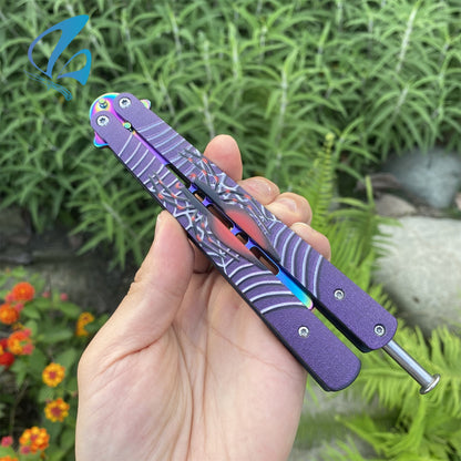 Stainless Steel Toxic Spider Sculpture Butterfly Knife Trainer