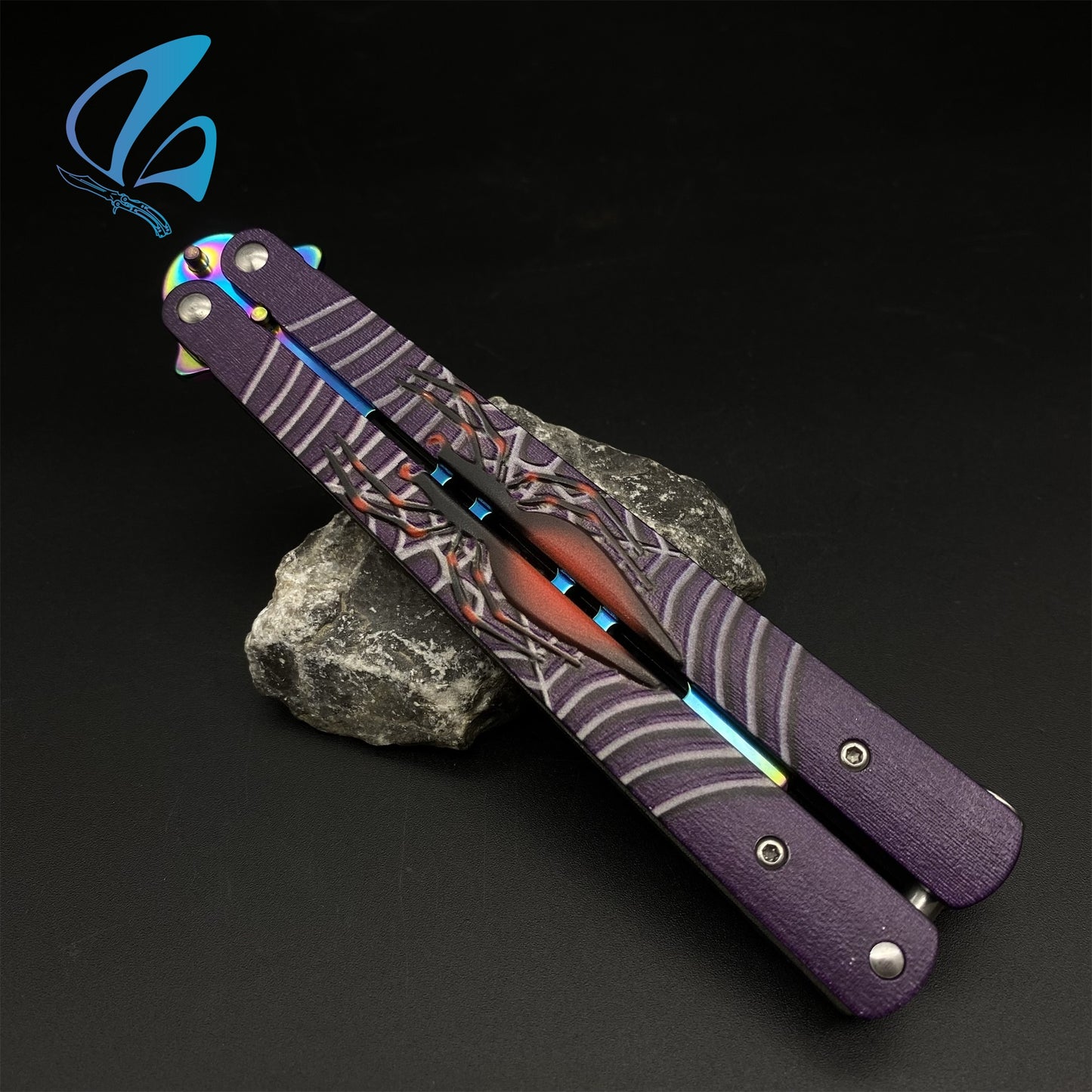 Stainless Steel Toxic Spider Sculpture Butterfly Knife Trainer