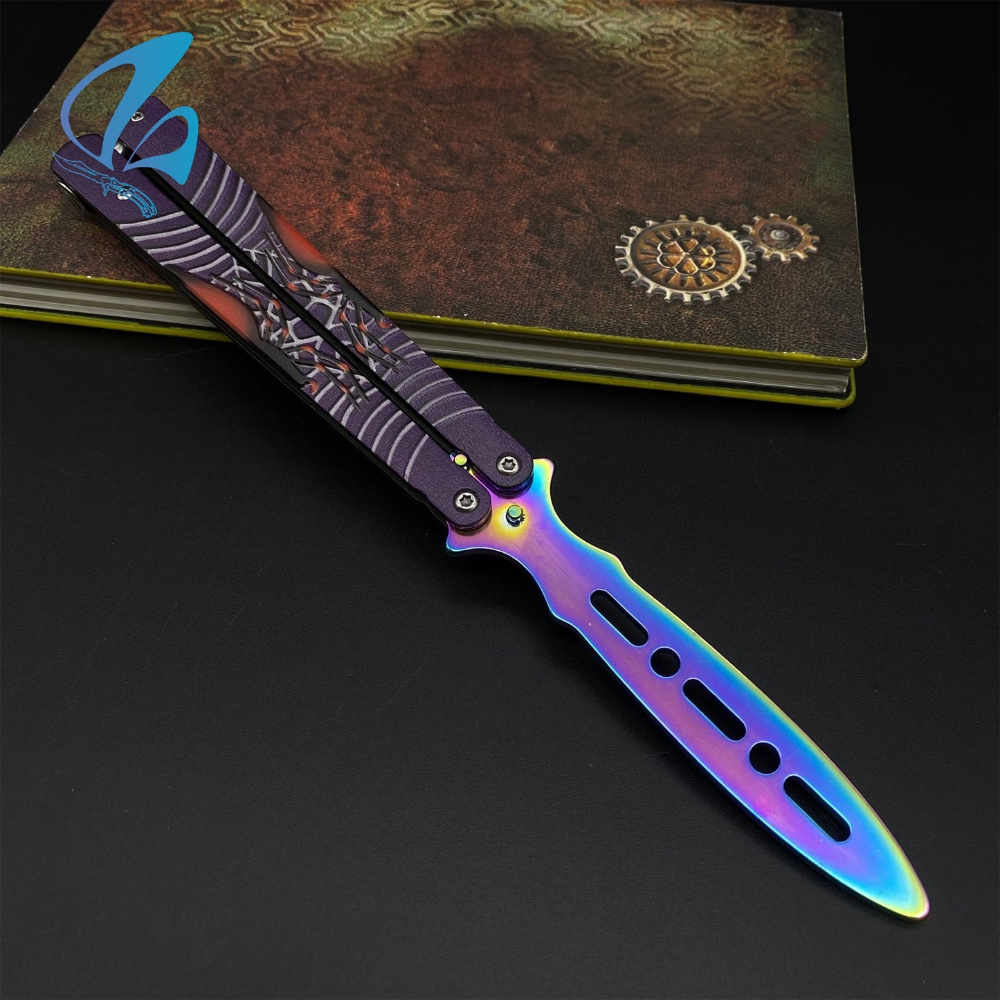 Stainless Steel Toxic Spider Sculpture Butterfly Knife Trainer