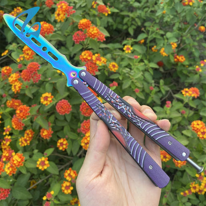 Stainless Steel Toxic Spider Sculpture Butterfly Knife Trainer