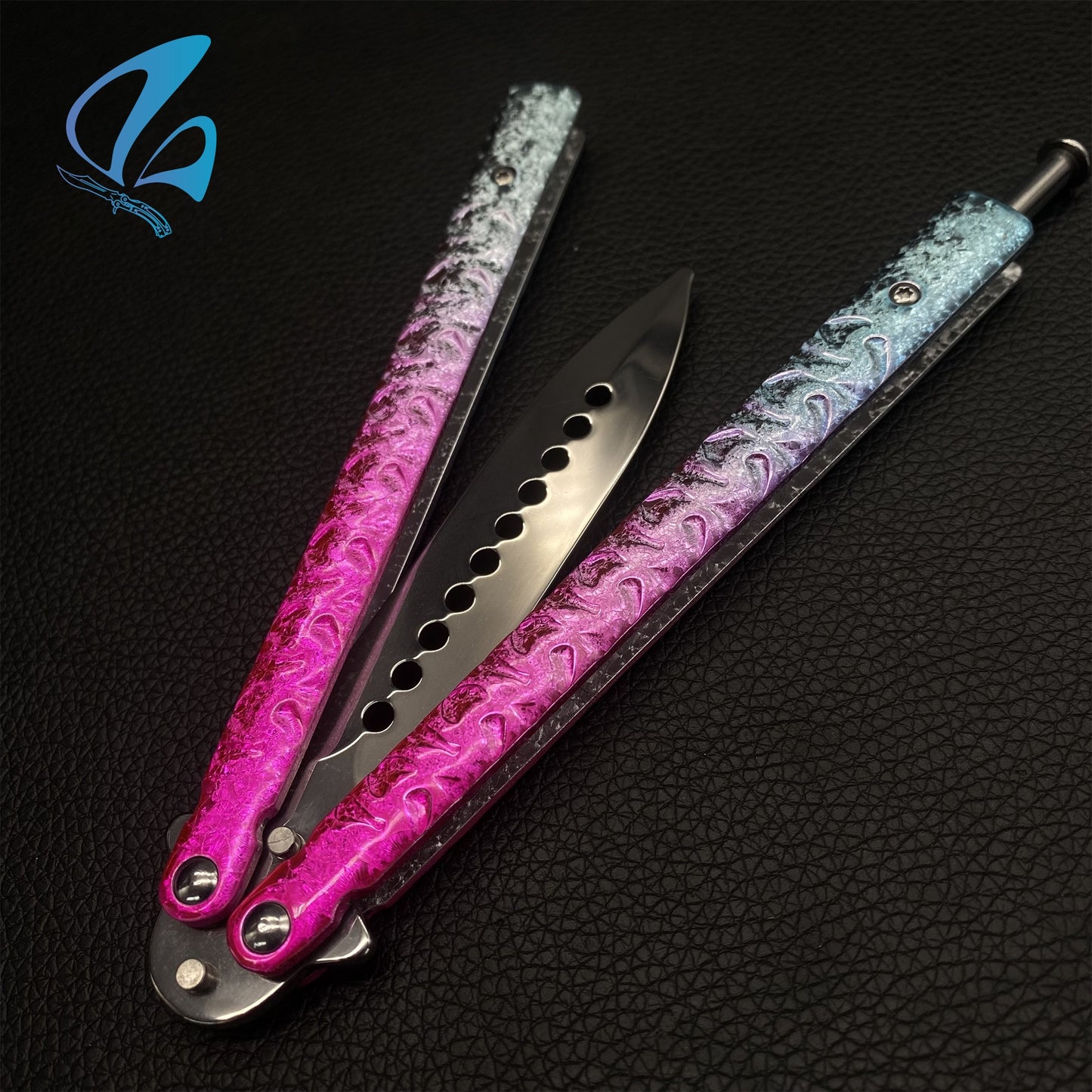 Colorful Ice Cracks Handles Stainless Steel Balisong Trainer