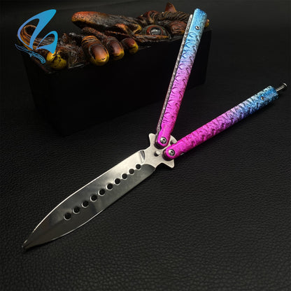 Colorful Ice Cracks Handles Stainless Steel Balisong Trainer