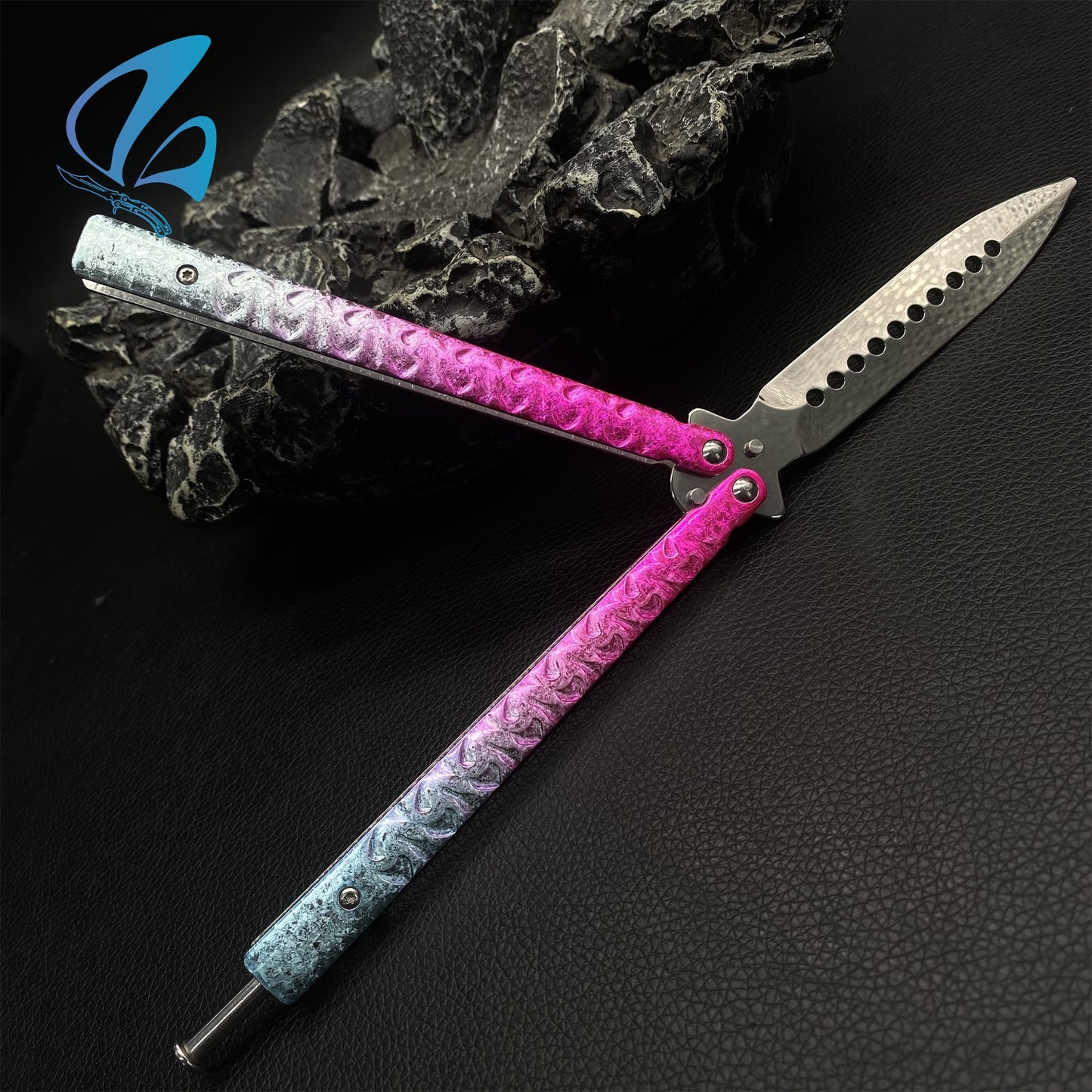 Colorful Ice Cracks Handles Stainless Steel Balisong Trainer