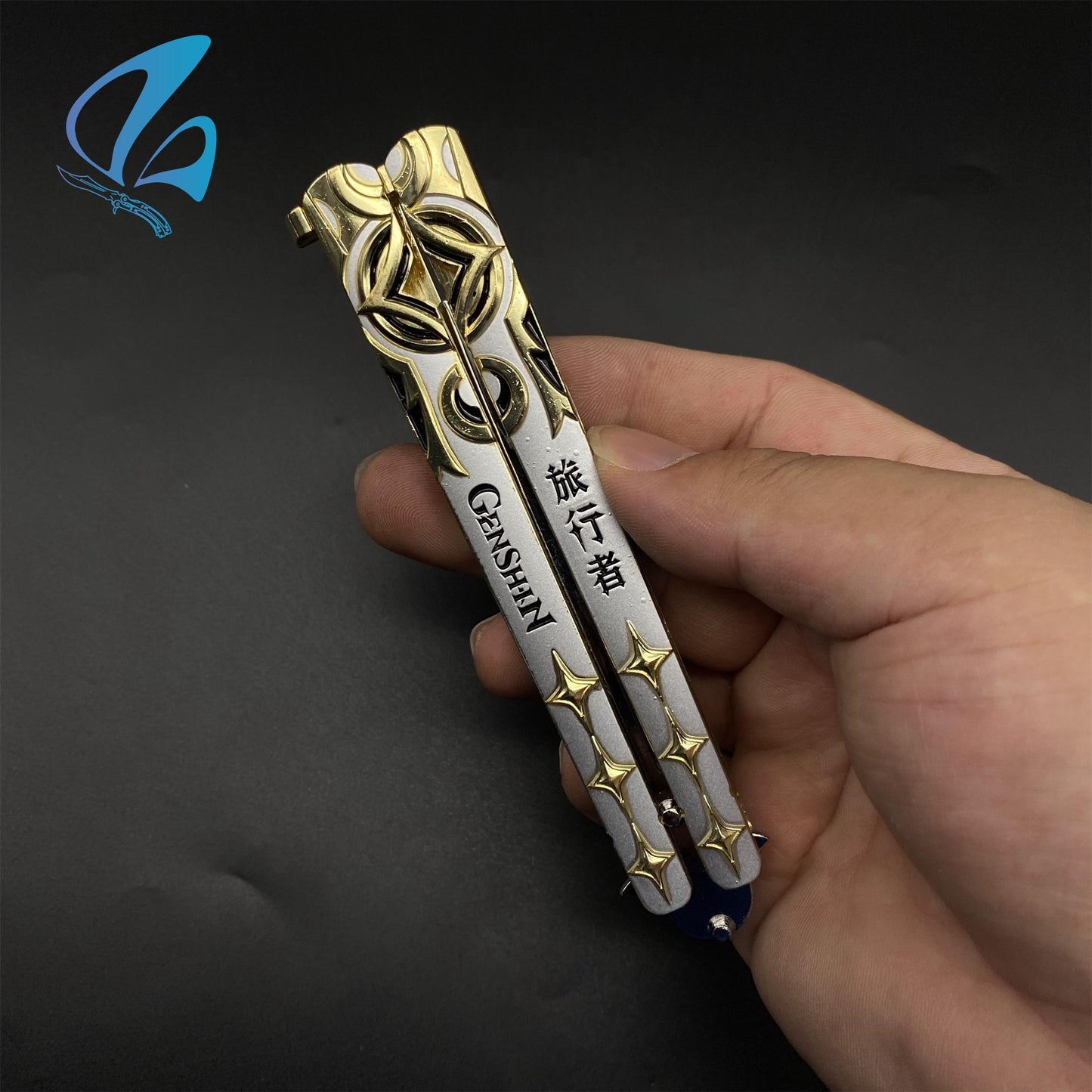 Genshin Impact Butterfly Knife Fan Art Hot Game Balisong Trainer For Display Only