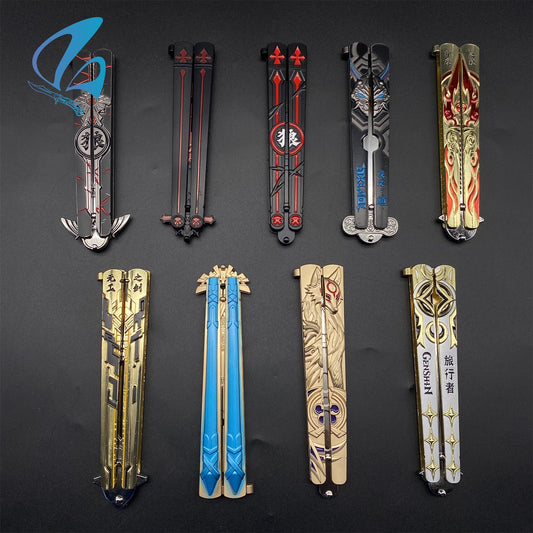 Genshin Impact Butterfly Knife Fan Art Hot Game Balisong Trainer For Display Only