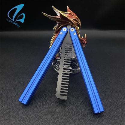 CNC Hair Comb Blade Aluminium Alloy Handle Balisong Trainer