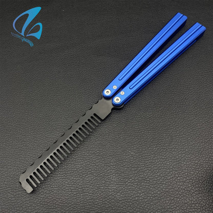 CNC Hair Comb Blade Aluminium Alloy Handle Balisong Trainer