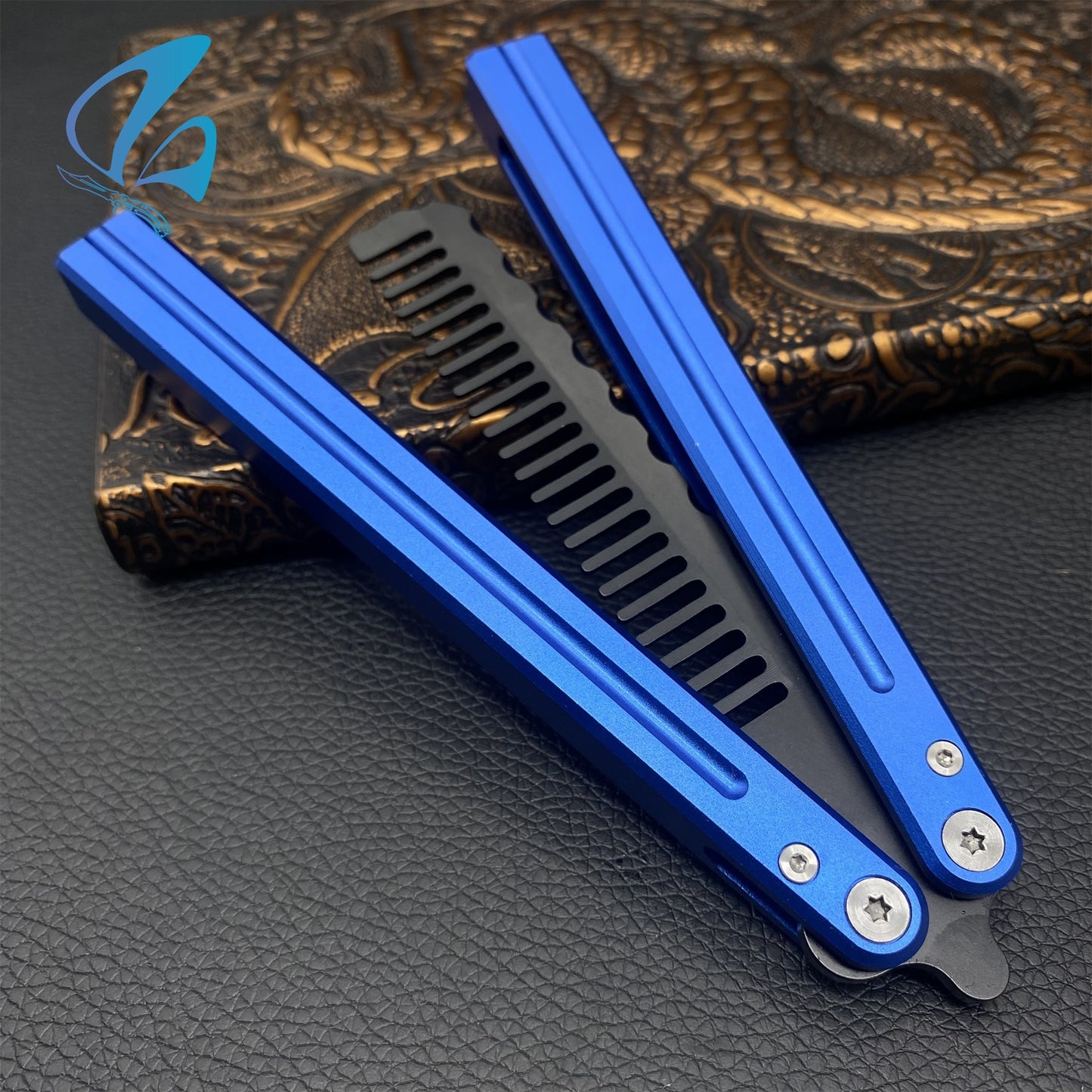 CNC Hair Comb Blade Aluminium Alloy Handle Balisong Trainer