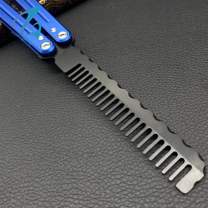 CNC Hair Comb Blade Aluminium Alloy Handle Balisong Trainer