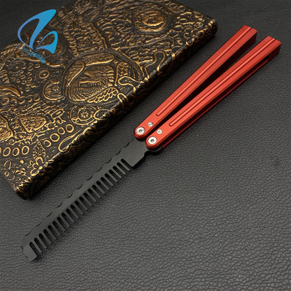 CNC Hair Comb Blade Aluminium Alloy Handle Balisong Trainer