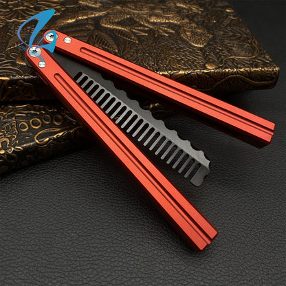 CNC Hair Comb Blade Aluminium Alloy Handle Balisong Trainer