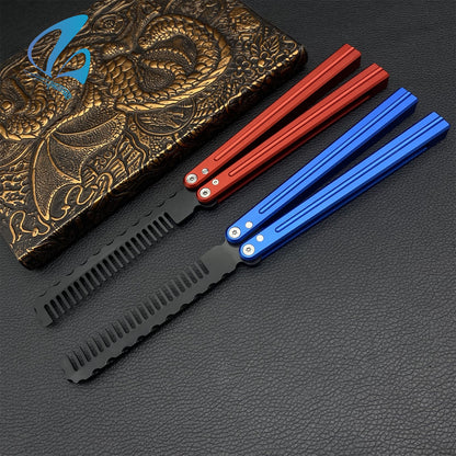 CNC Hair Comb Blade Aluminium Alloy Handle Balisong Trainer