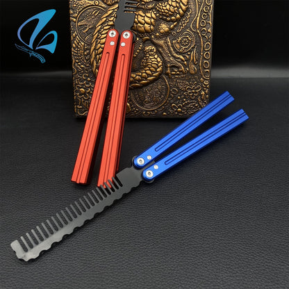 CNC Hair Comb Blade Aluminium Alloy Handle Balisong Trainer