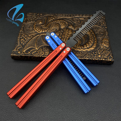 CNC Hair Comb Blade Aluminium Alloy Handle Balisong Trainer