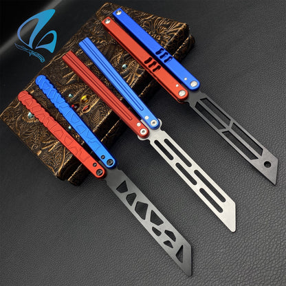 Classical Contrast Color CNC Aluminium Alloy Handle Butterfly Knife Trainer