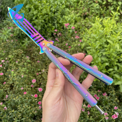 Scorpion Relief Rainbow Coating Stainless Steel Balisong Trainers