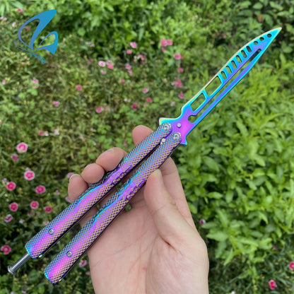 Scorpion Relief Rainbow Coating Stainless Steel Balisong Trainers