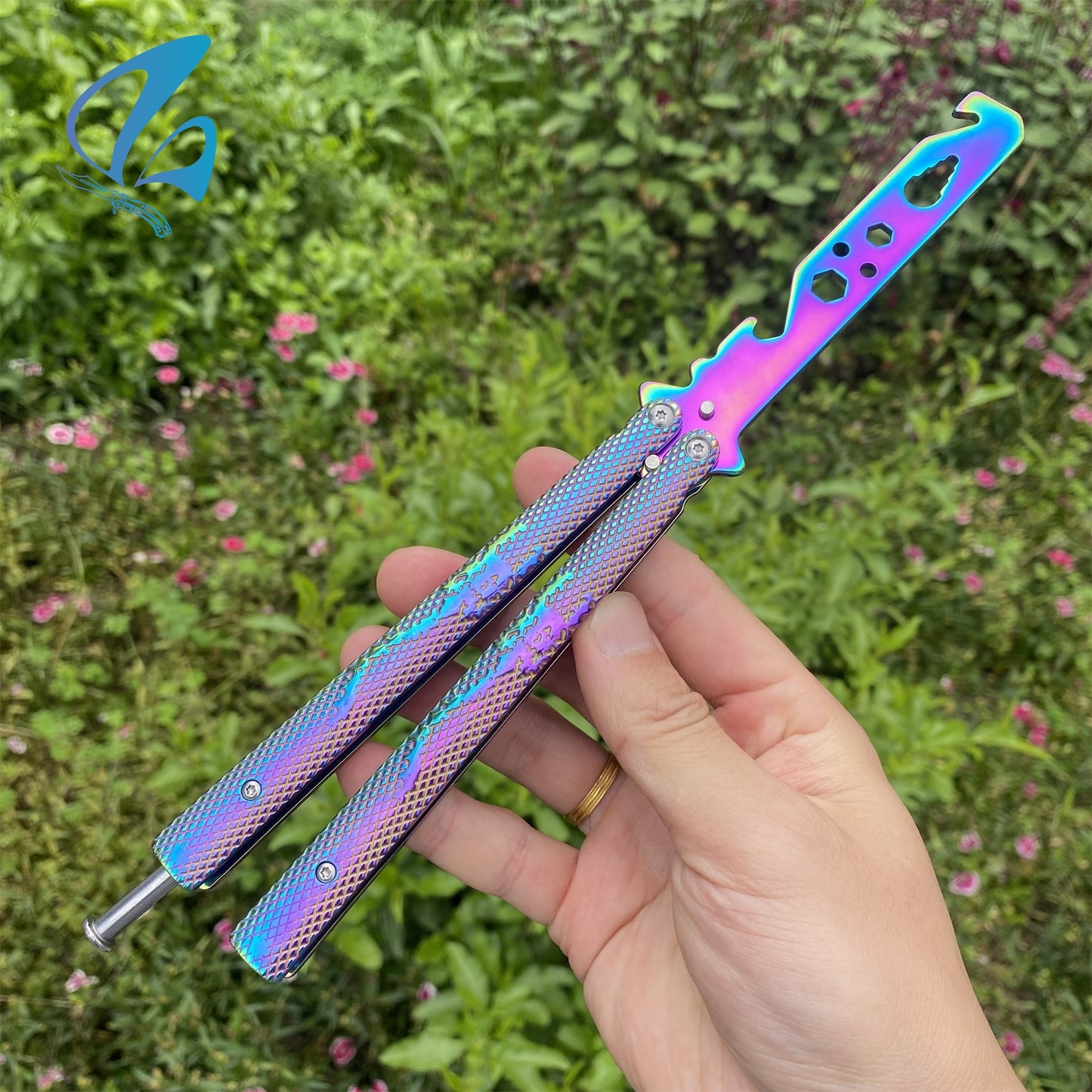 Scorpion Relief Rainbow Coating Stainless Steel Balisong Trainers