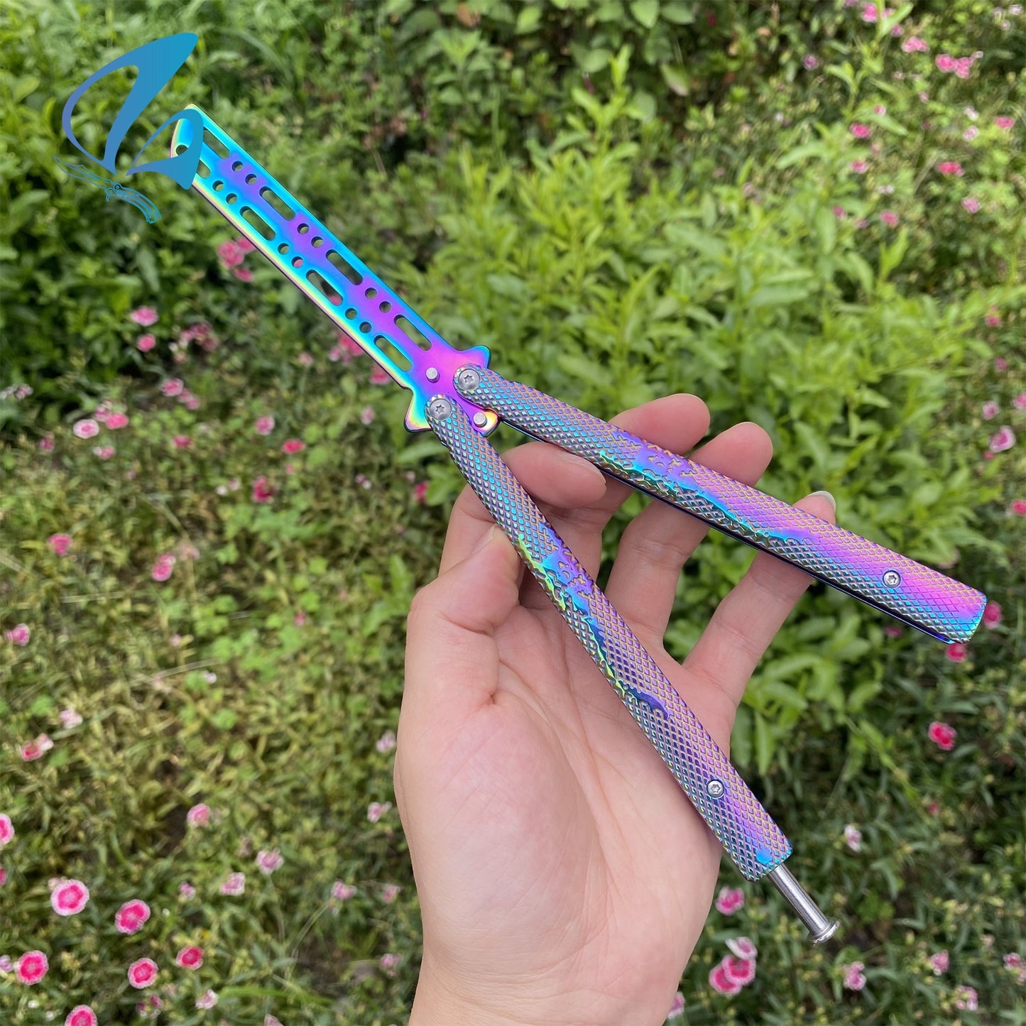 Scorpion Relief Rainbow Coating Stainless Steel Balisong Trainers