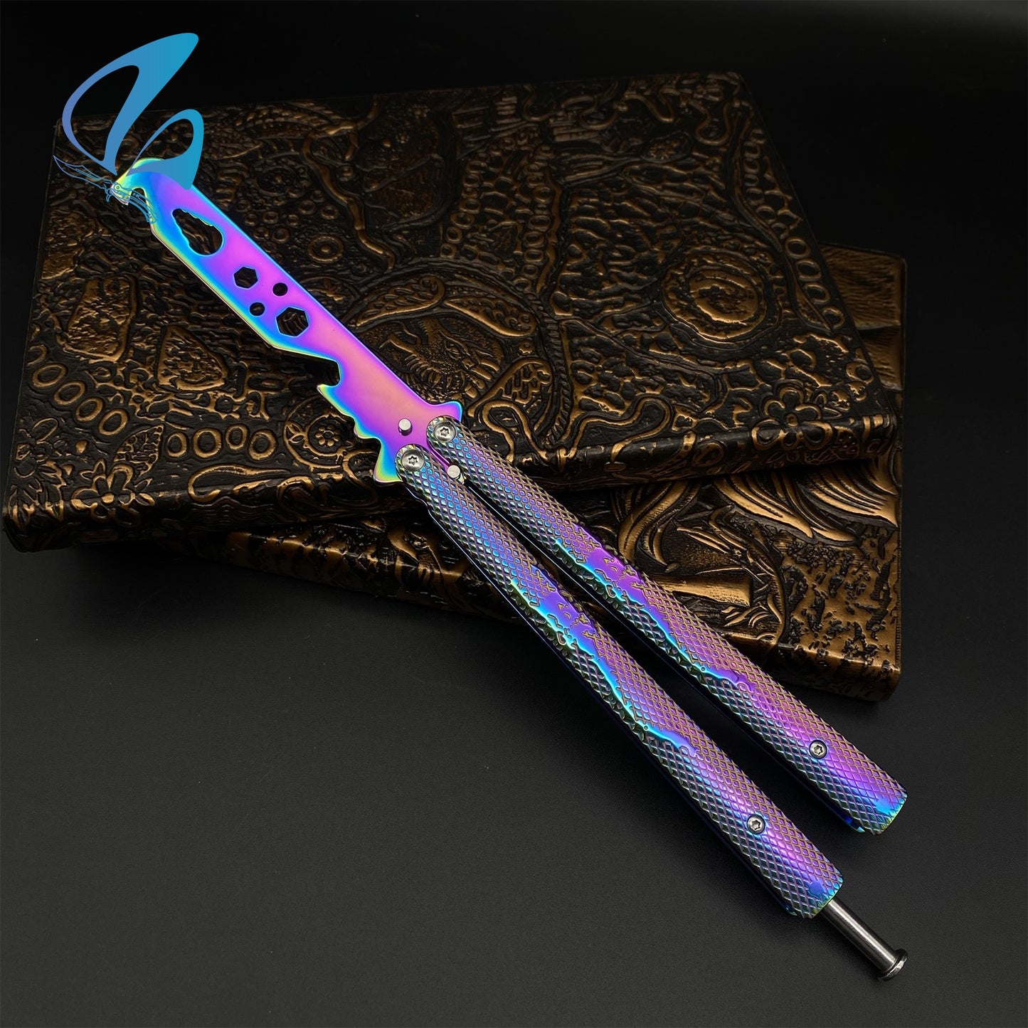 Scorpion Relief Rainbow Coating Stainless Steel Balisong Trainers