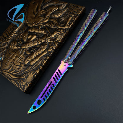 Scorpion Relief Rainbow Coating Stainless Steel Balisong Trainers