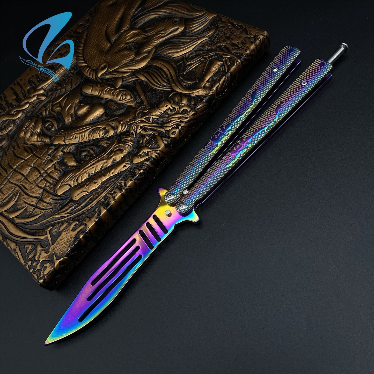 Scorpion Relief Rainbow Coating Stainless Steel Balisong Trainers