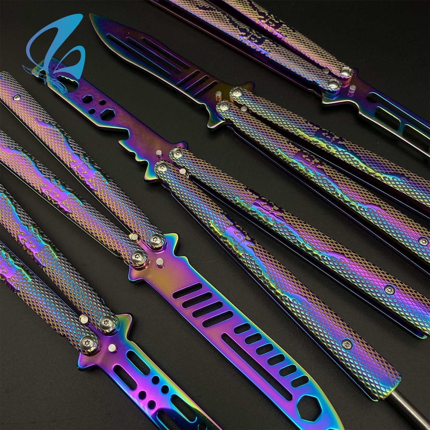 Scorpion Relief Rainbow Coating Stainless Steel Balisong Trainers