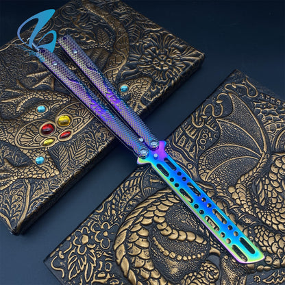 Scorpion Relief Rainbow Coating Stainless Steel Balisong Trainers