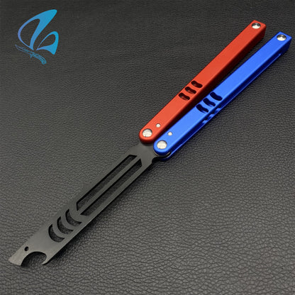 CNC Shark Head Bottle Opener Blade Aluminium Alloy Handle Balisong Trainer