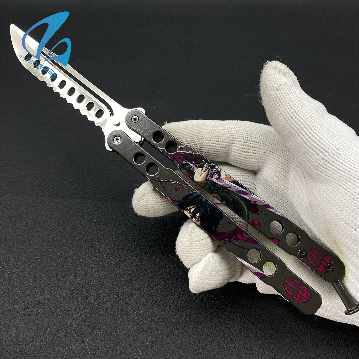 3D Printed Image Anime Butterfly Knife Cool Anime Balisong Fan Art For Display Only