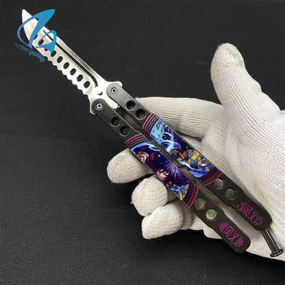 3D Printed Image Anime Butterfly Knife Cool Anime Balisong Fan Art For Display Only