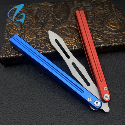 CNC Sword Shape Blade Contrasting Color Aluminium Alloy Handle Balisong Trainer