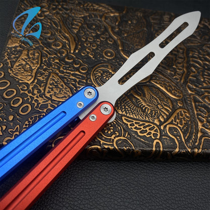 CNC Sword Shape Blade Contrasting Color Aluminium Alloy Handle Balisong Trainer